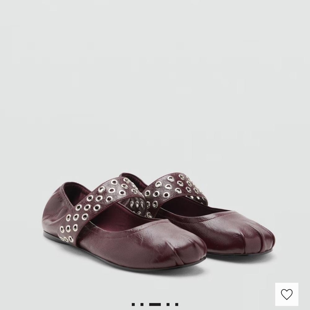 Burgundy leather ballet flats with eyelets